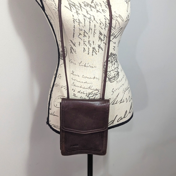 Vintage Leather Fossil Brand Crossbody Purse Chocolate Brown Square - Picture 1 of 11